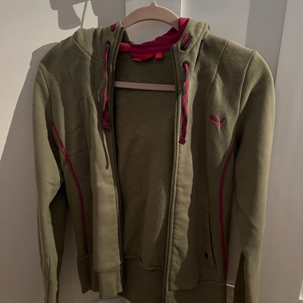 Puma green and pink zip up